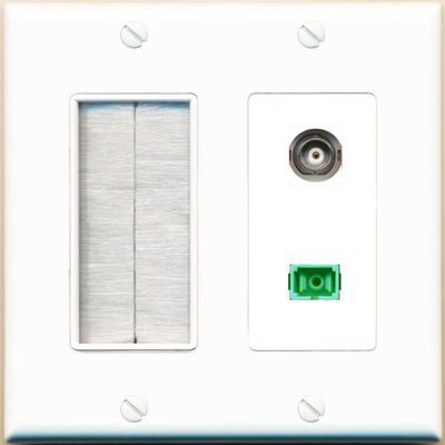 RiteAV BNC SC-APC-SX with Brush Wall Plate [White]