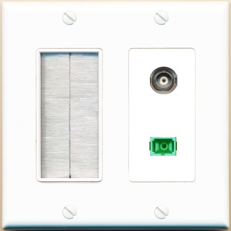 RiteAV BNC SC-APC-SX with Brush Wall Plate [White]