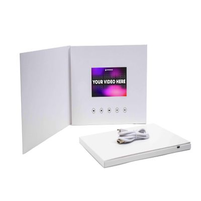 1 Multimedia Magic 8.25 x 6 in. White Marketing Brochure Booklet with Embedded 4.3 in. LCD Customizable Video Screen