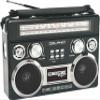 Dolphin SP-420BT Solar Rechargeable RETROBOX Portable Bluetooth Radio with Bluetooth, AM/FM/SW 3-Band Radio, MP3 Player, LED Flashlight, and Solar Charging - Black or Red (Black) view 1