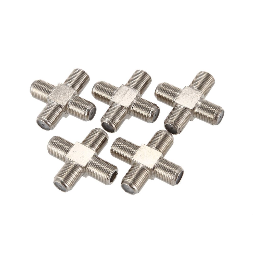 AROVHAR 5-Pack 4-Way F-Type Coax Cable Splitter Combiner Female to 4 Female for Video VCR Antenna TV Cable Satellite,Silver
