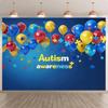 10x8 feet Backdrop Photography Autism Theme Colorful Balloon Banner Background Children Adult Birthday Party Decoration April Holiday Baby Party Photo Booth Props view 1