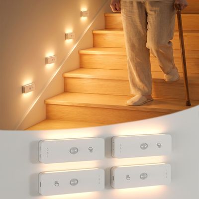 Yiliaw Rechargeable Stair Lights Motion Sensor Night Light Indoor, 4 Pack