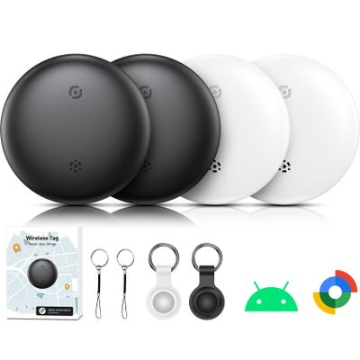 Tracker Tag for Android, Air Tracker Tags-4 Pack Android Tracker Tags Work with Google Find My,Bluetooth Tracker for Finder and Item Locator Smart Tag with Protective Case for Wallet,Luggage