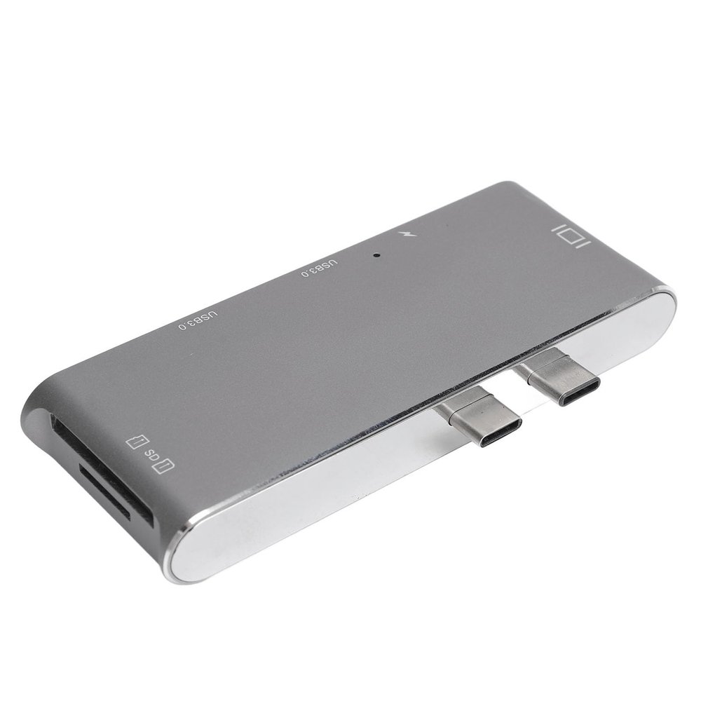 6 in 2 USB C Hub: Universal Compatible with MacBook, Aluminum Alloy Design, Plug and Play Dual Type C to Memory Card Reader, 4K HD Media Interface USB3.0 PD