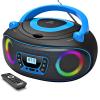Portable Radio CD Player Boombox with Bluetooth,FM Radio,USB MP3 Playback,AUX-in,Headphone Jack,MP3 CDs Compatible,Kids CD Players for Home or Outdoor (Blue) view 1