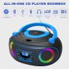 Portable Radio CD Player Boombox with Bluetooth,FM Radio,USB MP3 Playback,AUX-in,Headphone Jack,MP3 CDs Compatible,Kids CD Players for Home or Outdoor (Blue) view 2