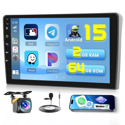 [4Core 64G] Android 15 Car Stereo for Toyota Camry 1997-2003, Hikity 9" Touchscreen Camry Car Radio Wireless Carplay Android Auto Mirror Link GPS 5G WiFi EQ/FM Radio Bluetooth SWC Backup Cam Mic