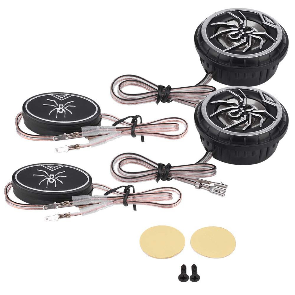 CYSFETENA Car Tweeter, Stainless Steel 150W 12V DC 2Pcs Auto Car Spider Pattern Super Power Loud Audio Speaker Tweeter Loudspeaker High Performance Component for Car Audio Systems