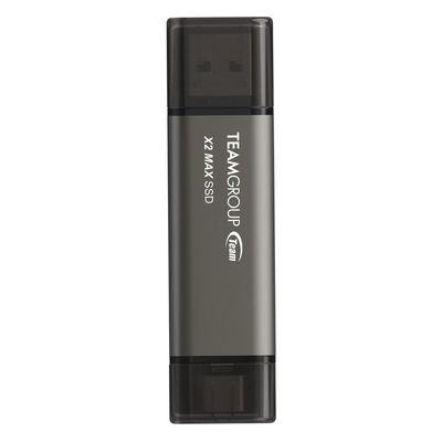 TEAMGROUP 2TB X2 MAX External/Portable SSD 1000MB/s, Dual USB Hard Drive Compatible with iPhone17&iPad&Mac, Steam Deck/PC/Windows/Android/PS5/Laptop/Tesla, Type C &A, USB 3.2 Gen2 TX2MAX32TBT01