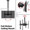TV Ceiling Mount - 360 Rotation Adjustable Height Bracket for Flat Screen TV, Fits Up to 75 Inch TVs, 110 Pound Capacity, Max VESA 400x400, Black view 2
