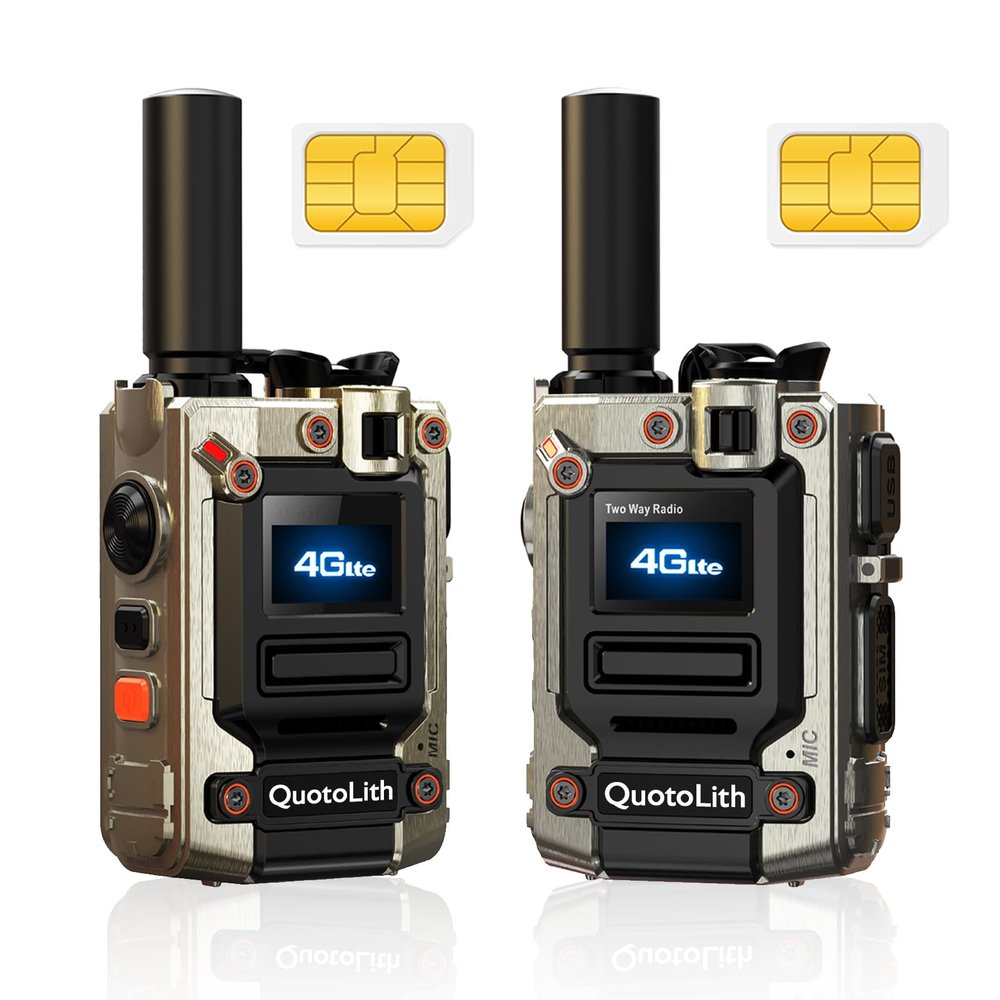 QUOTOLITH Global walkie Talkie Unlimited Range,Long Distance walkie talkies,Handheld PoC Rechargeable PTT Push to Talk Over Cellular Radio(2 with SIM Card) (2)