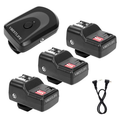 Cordless Flash Trigger Transmitter and Receiver Set, 16 Channel Cordless Remote Trigger with 1 Transmitter 3 Receivers 1 Sync Wire Cable