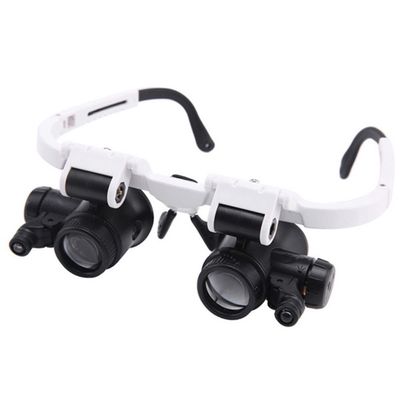 Lab Microscope Accessories 2LED Head-Mounted Illuminating Microscope Headband Repair LED Lamp Light 8X 15x 23x Magnifier