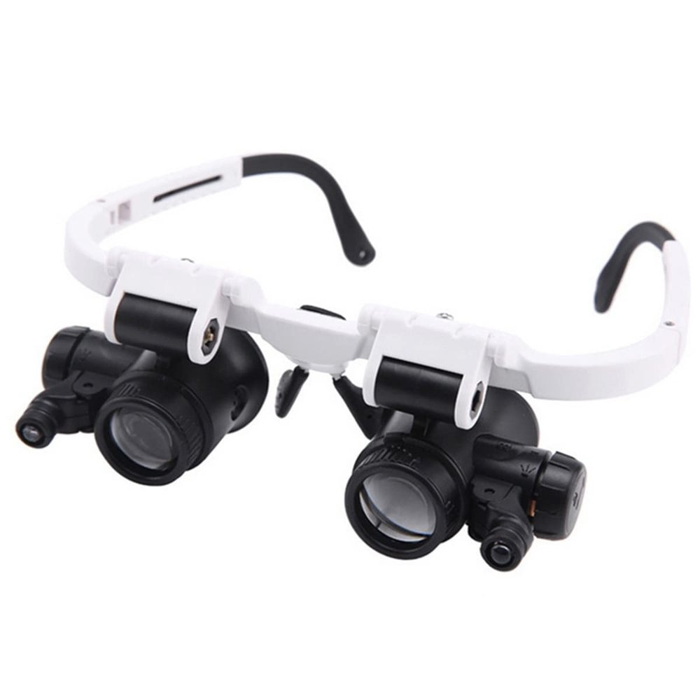 Lab Microscope Accessories 2LED Head-Mounted Illuminating Microscope Headband Repair LED Lamp Light 8X 15x 23x Magnifier