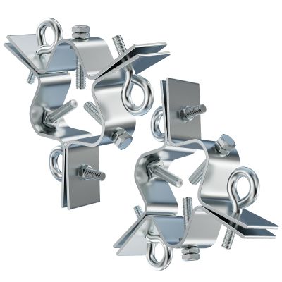 Guy Wire Ring, Adjustable 3 Way Down Antenna Guy Wire Ring, Guy Wire Clamp up to 2-1/4" Mast ,Made of Heavy Duty Galvanised Steel (Set of 2 Guy Wire Rings)