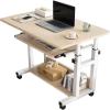 NMZHXI Computer Desk, Mobile Standing Desk,Portable Sofa Side Table,Adjustable Height Laptop Table with Keyboard Tray&Storage Shelves,for Home,Office(Natural,60cm) view 1