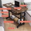 NMZHXI Computer Desk, Mobile Standing Desk,Portable Sofa Side Table,Adjustable Height Laptop Table with Keyboard Tray&Storage Shelves,for Home,Office(Natural,60cm) view 3