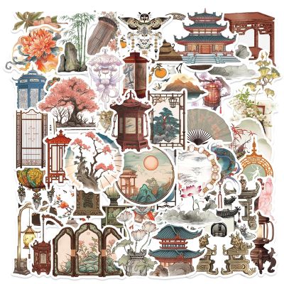 100 Pcs Ancient Chinese Culture StickersTraditional Chinese Architectural ArtVinyl Waterproof Decal,Perfect for Kids,Teens,Water Bottle Suitcase Phone Skateboard Guitar Bike Laptop Scrapbook