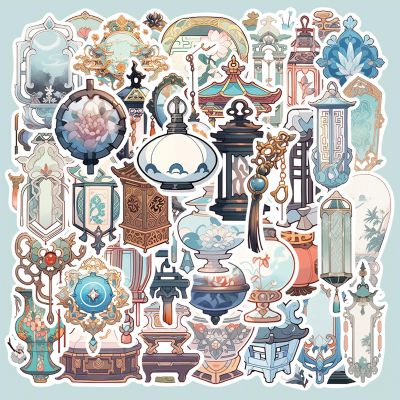 100Pcs Ancient Chinese Culture StickersTraditional Chinese Architectural ArtVinyl Waterproof Decal,Perfect for Kids,Teens,Water Bottle Suitcase Phone Skateboard Guitar Bike Laptop ScrapbookLantern