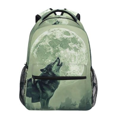PDZRMY Backpack Wolf Moon Howling for Men Women Laptop Travel Backpack Book Bag Personalized Backpack 12 x 16.9