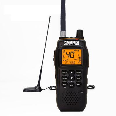 President Road Warrior CB Radio Kit President Jerry AM/FM Handheld CB Radio w/Vehicle Charging System and Virginia F (Fixed Angle) Antenna Bundle, Suitable Communication for Off-Road Enthusiasts.