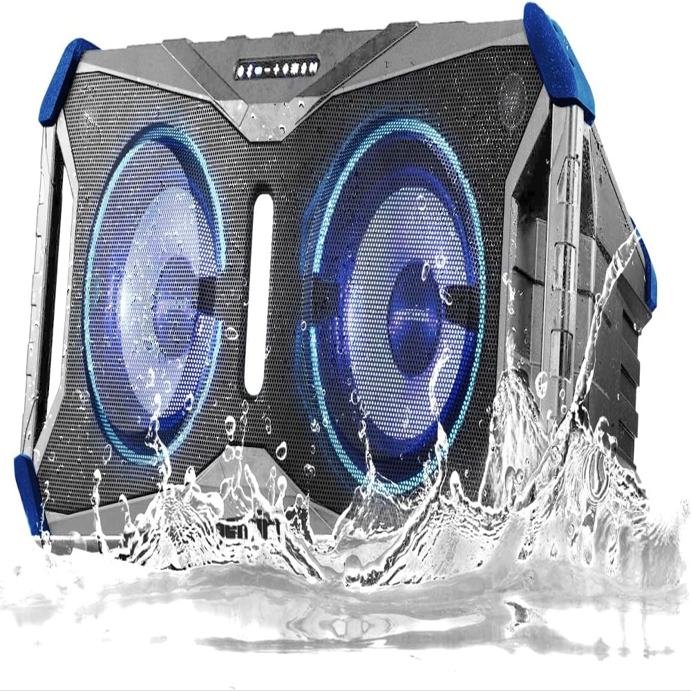 Gemini Sound SoundSplash 400W Floating Waterproof Wireless Bluetooth Speaker, LED Light Show, Dual 8 Woofers & NFC Pairing - Perfect for Pool Parties, Beach, Travel & Home Fun (Gray/Blue)
