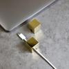(2 PCS - Gold) Metal Cable Management, Cord Organizer or Holder, Wire Keeper for Lightning, USB-C Charger Cables - N2U Stainless Steel Cube Cord Strap for Nightstand, Desk, Office, Home view 4