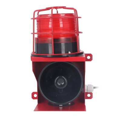 High Power Siren Horn, 115db Security Audible Visual Alarm with LED Strobe Light for Engineering Vehicles, Buildings (DC24V)
