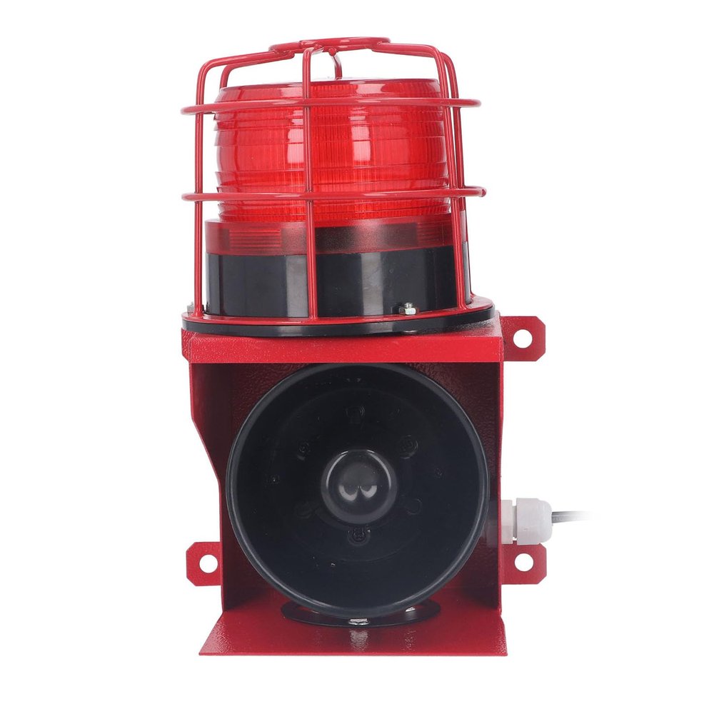 High Power Siren Horn, 115db Security Audible Visual Alarm with LED Strobe Light for Engineering Vehicles, Buildings (DC24V)