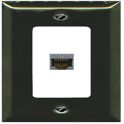 RiteAV CAT 6A 1 Port Shielded Cat6a Wall Plate 1 Gang Decorative - 1 Gang [Brass/White]