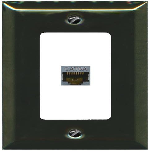 RiteAV CAT 6A 1 Port Shielded Cat6a Wall Plate 1 Gang Decorative - 1 Gang [Brass/White]