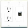 RiteAV 15 Amp Power Outlet and 1 Port CAT7 Decorative Wall Plate [White] view 1