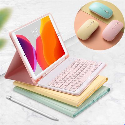 SOUYOYIHI Keyboard Case with Mouse for Galaxy Tab A9+ 11 inch Color Keyboard Case with Mouse Cute Detachable Removable Wireless Bluetooth Keyboard Cover,DarkGreen+White