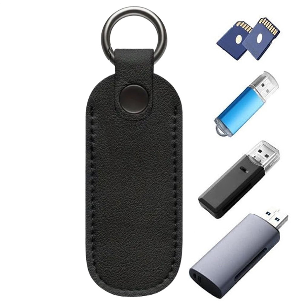 Anti Lost Case - Portable Storage Bag, Key Ring USB Holders | Leather U SB Keychain Protective Flash Drive Cover, Compact USB Storage Case for Students, Office Use, and Travel