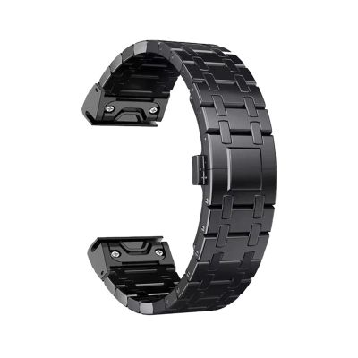 26mm Quick Fit Strap For Garmin Fenix 8 51mm 7X 7 Pro Fenix 6X 6 5X 5Plus Tactix 7 Metal Link Bracelet For Garmin fenix 3 3hr D2(Black,26mm Garmin D2)