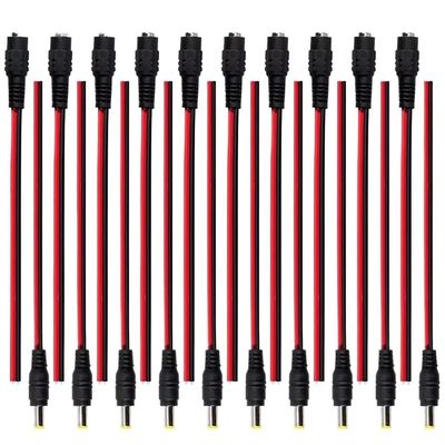 QASYKSLQ 20Pcs 5.5 X 2.1mm Male Female 12V Dc Power Pigtail Cable Jack for CCTV Camera Connector Tail Extension 12V DC Wire(20PCs (10pairs))