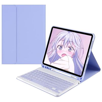 Color Keyboard for Samsung Galaxy Tab A9 8.7 inch 2023 (SM-X110/X115/X117) Keyboard Case Cute Detachable Removable Wireless Bluetooth Keyboard,Purple