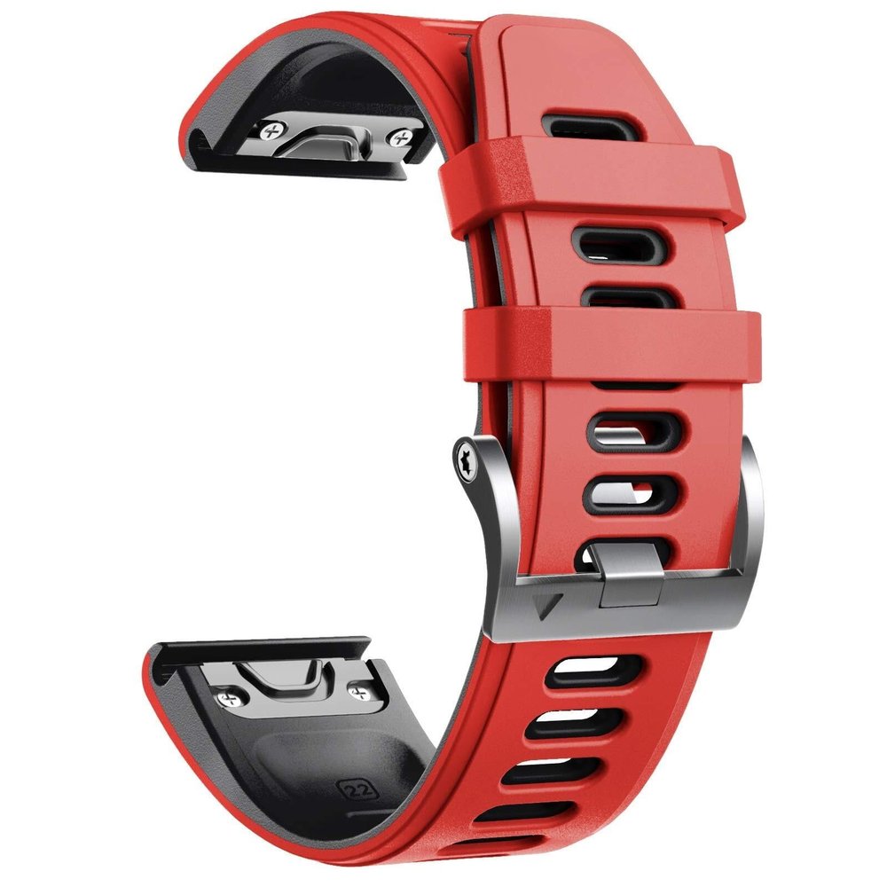 AMSOH For Fenix 6 Pro Watch Band for Fenix 6/Fenix 5/Fenix 5 Plus/Fenix 7/Forerunner 935/Forerunner 945/Approach S60/Quatix 5 WatchBands(Red-black)