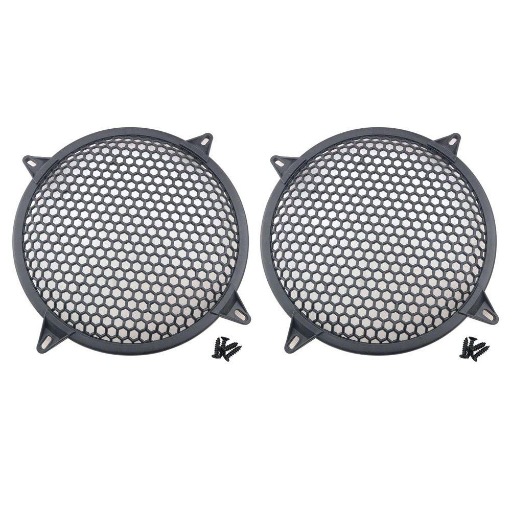 DGBRSM 2pcs 10 Inch Speaker Grille Cover ABS Mesh with Mounting Screws Plastic Mesh Cover Stage Box Exterior Mesh Cover Plastic Legged Mesh Frame Sound Speakers for Home Audio Black