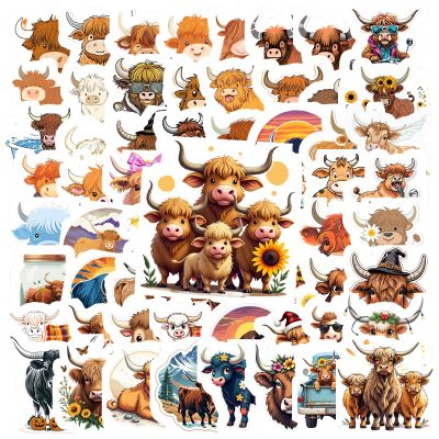 100pcs Cute Highland Cow Stickers for Highland Cow Party Favors, Waterproof Highland Cow Water Bottle Stickers for Water Bottles, Laptops, Kindles, Perfect Highland Cow Gifts for Women Youth Adults