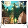 10 x 8 ft Gone Camping Backdrop Forest Happy Camper Campfire Tent Adventure Photography Background Newborn Portrait Photo Studio Decoration Banner Props for Cake Smash view 1