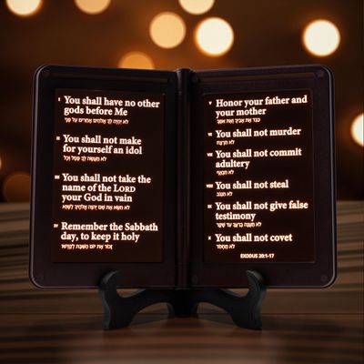 mamre Thy Word Dcor Light, Bible Book Shape Night Light, Ten Commandments Decalogue, Inspirational Gift, Christian Dcor