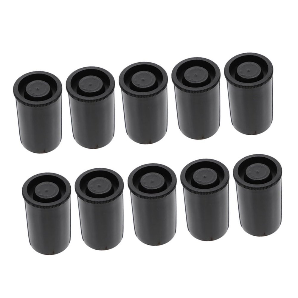 TOBBOMEY 10pcs Film Canisters Caps Plastic Storage Containers for Film Fishing Bait and Accessories Black Easy to Use and Impact Resistant