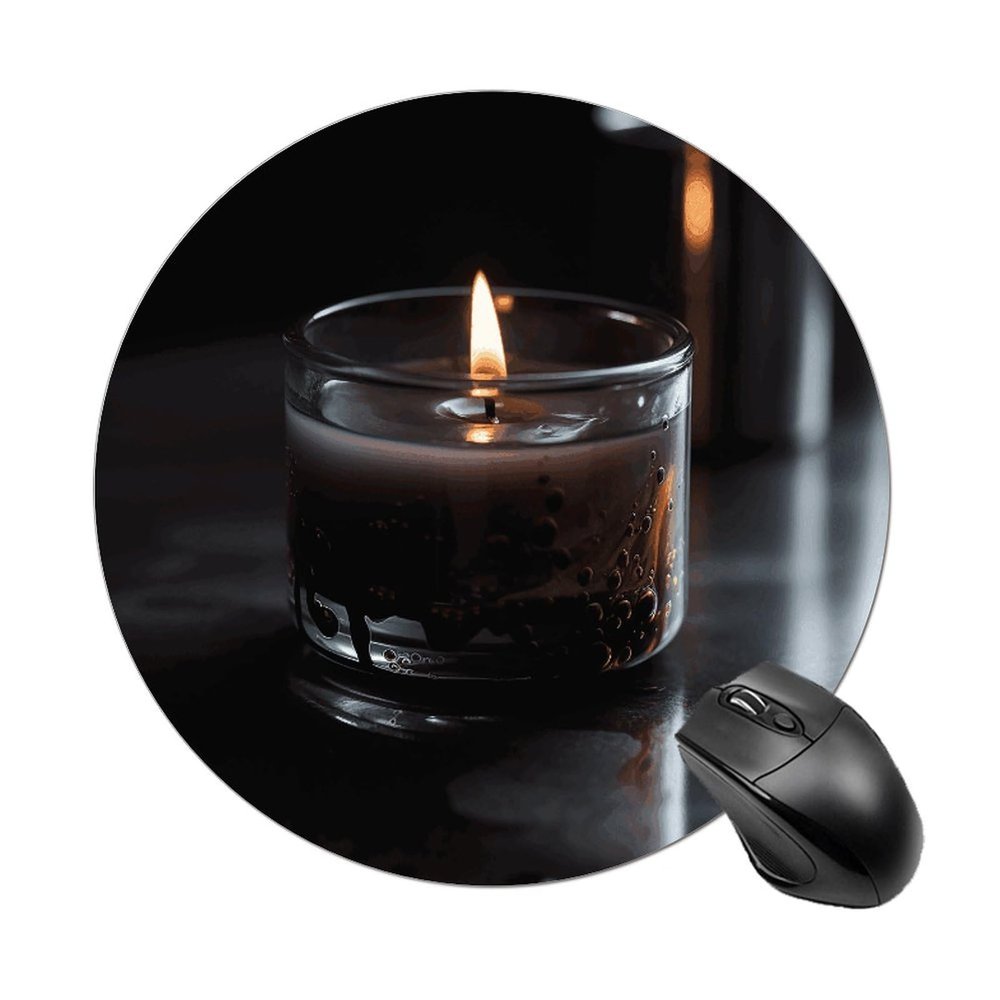 Round Mousepad Funny Small MouseMat with Non-Slip Rubber Base and Stitched Edge A Lit Candle Gaming Mousepad for Home Office Dorm Desk Decor Accessories 7.8x7.8 Inches