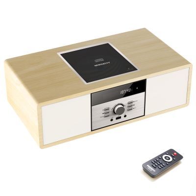 Nostalgic Bluetooth Stereo System for Home, WISCENT Vintage Micro HiFi Systems CD Player,with Bluetooth Audio Streaming,FM Radio,USB Port,Aux-in,Earphone Port (Wood Color)