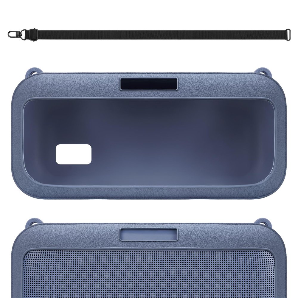 Geekria Silicone Speaker Case Cover Compatible with Bose SoundLink Max Case, Protective Soft Skin, Replacement Portable Speakers Travel Carrying Sleeve with Shoulder Strap (Blue)