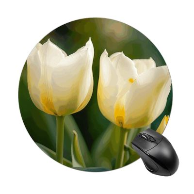 Round Mousepad Funny Small MouseMat with Non-Slip Rubber Base and Stitched Edge Two Flower in Bloom Gaming Mousepad for Home Office Dorm Desk Decor Accessories 7.8x7.8 Inches