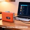 Cassette to Digital Converter, Orange Cassette Tape Player Built in Microphone & Speaker, USB Cassette to MP3 Converter with 3.5mm Jack, Reverse Recording to Tape view 3