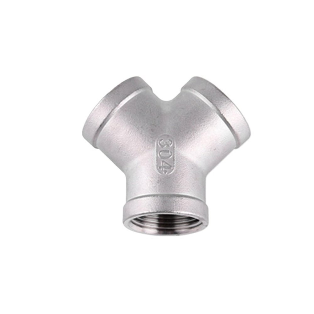 KKFAUS 1PCS 304 Stainless Steel Y Shape 3 Ways Joint 1/4 3/8 1/2 3/4 1" 2" BSP Female/Male Thread One Split Two Way Water Pipe Fittings(Y-Shape Female threa,1")